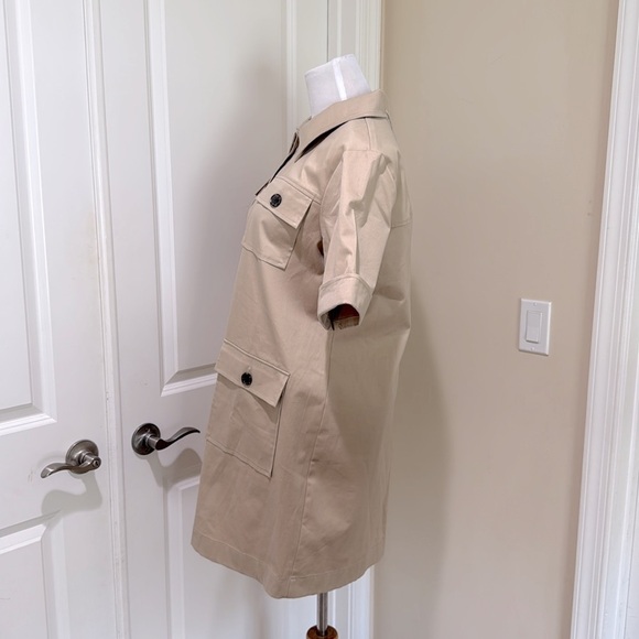 NWT J. Crew Gamine Utility Inspired Tan Khaki Short Sleeve Shirt Dress Size 14 - Picture 7 of 11